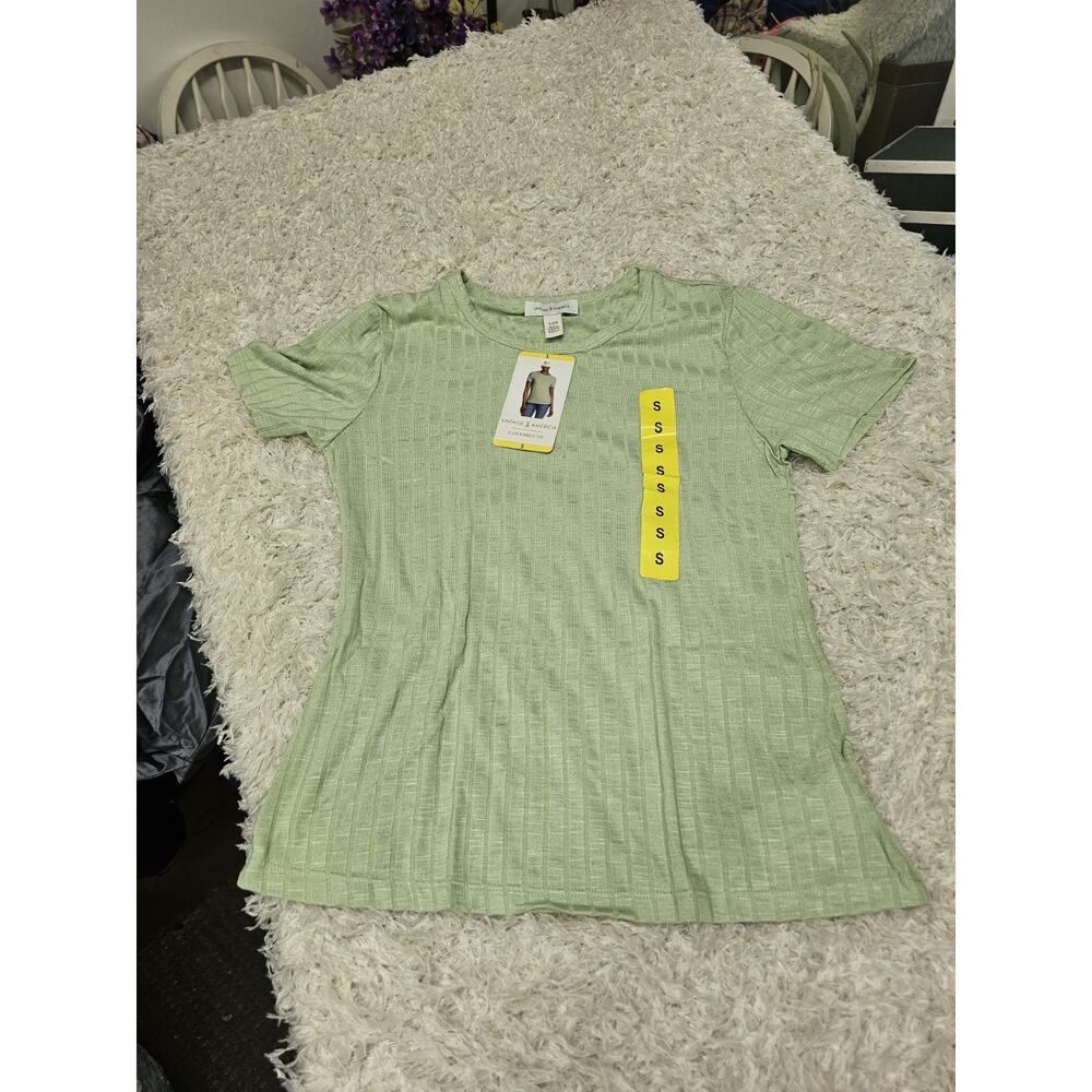 NWT Vintage America Womens Top Small Short Sleeve Ribbed Knit Everyday Beach